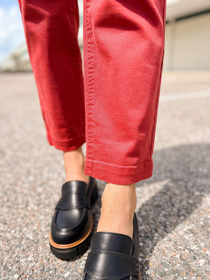 Risen Angelina Cargo Boyfriend Jeans - Brick