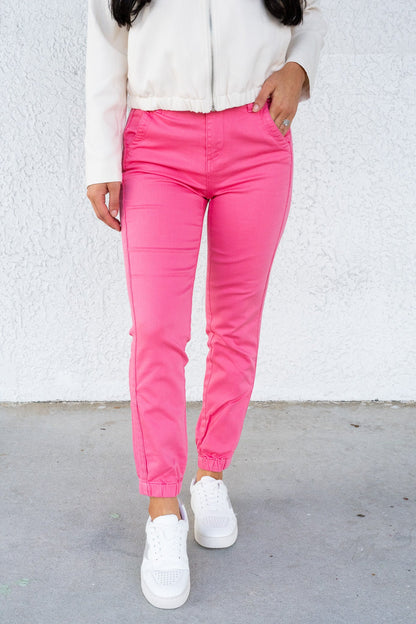 Risen Top Gun Jogger Jeans - Hot Pink