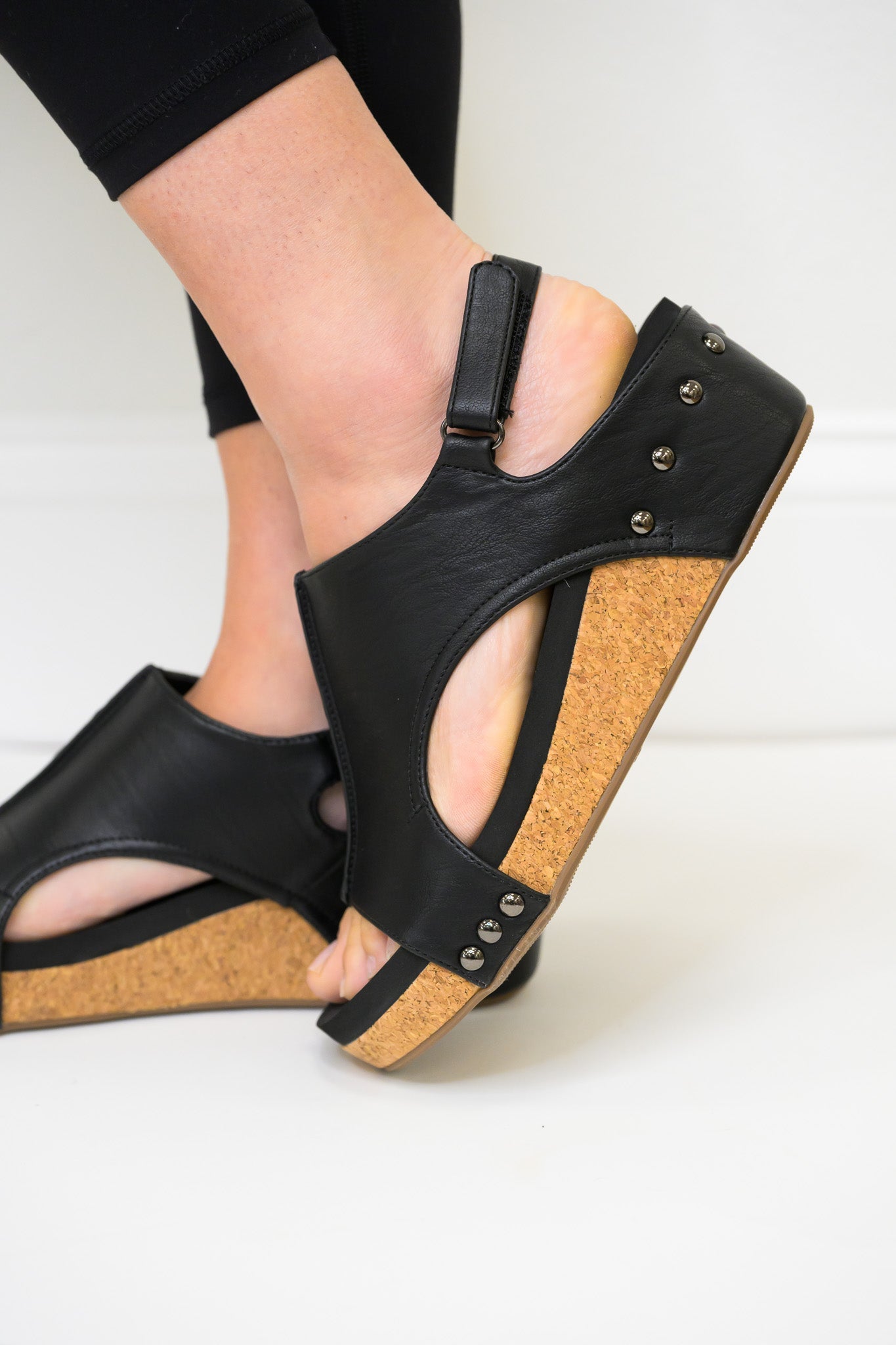 Corky's Volta II Wedge Sandal - Black Smooth