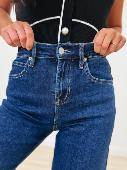 Sunshine State Of Mind By Mica - High Rise Wide Leg Capri Jeans- Rhino