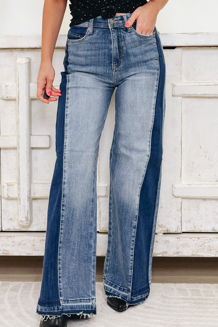 Frontal Flare By Saige Denim - High Rise Wide Leg Jeans - Medium