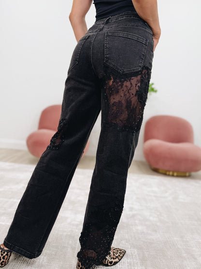 Sweet Piece By BAR Label - Mid Rise Lace Detail Jeans