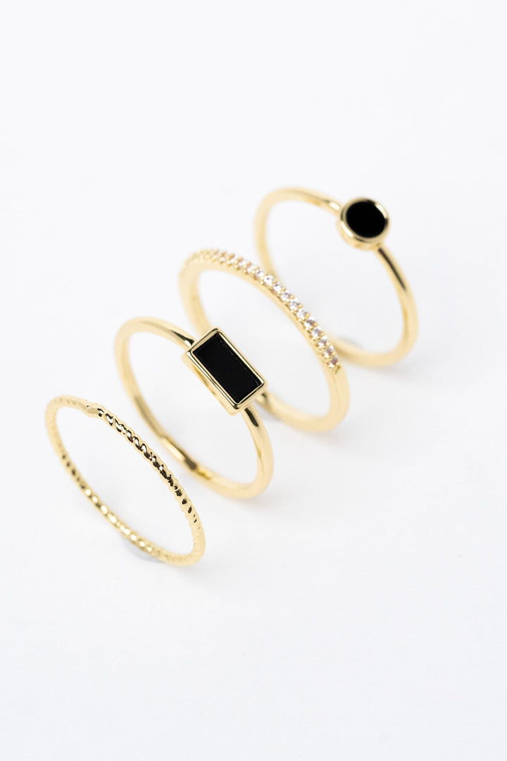 Central Park Ring Set - Gold Black