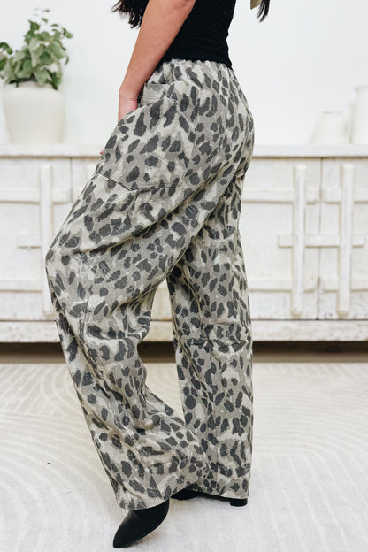 Cause & Reflect Leopard Pants - Grey Charcoal