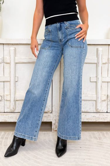 Radiant Dream By Saige Denim - High Rise Wide Leg Jeans - Medium