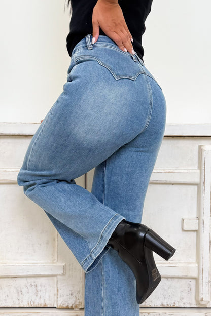 Radiant Dream By Saige Denim - High Rise Wide Leg Jeans - Medium