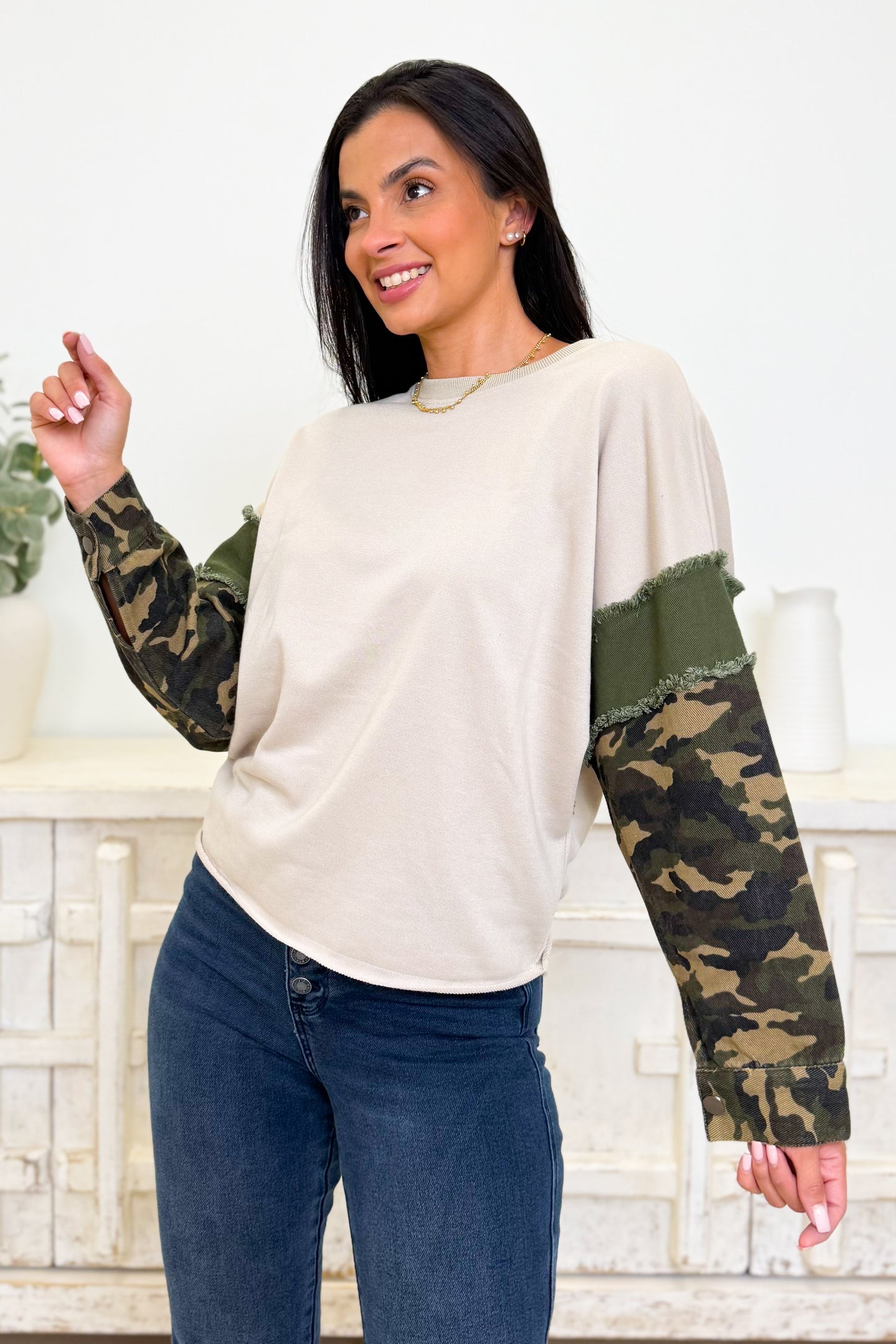 Peek A Boo Camo Top