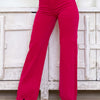 It Girl By Risen - High Rise Wide Frayed Hem Jeans - Fuchsia