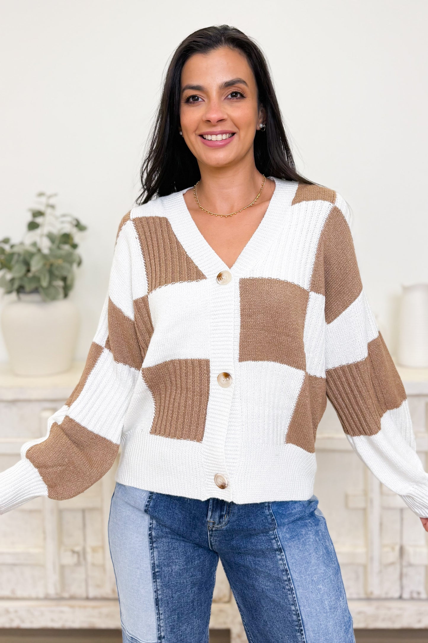 What Meets The Eye Checkered Cardigan - 2 Colors!
