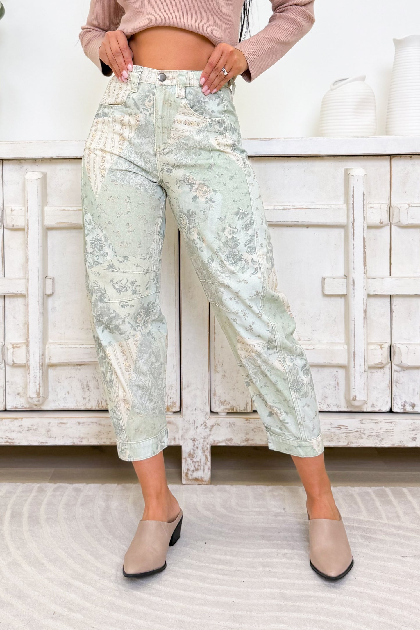 Electric Eden Barrel Patchwork Pants - 2 Colors!