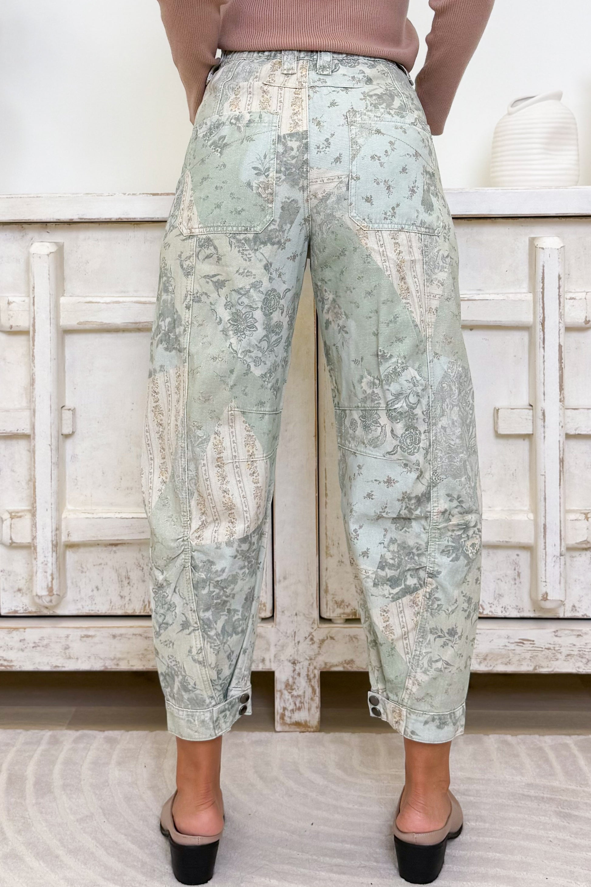 Electric Eden Barrel Patchwork Pants - 2 Colors!