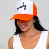 Spooky Trucker Hat - Neon Orange White