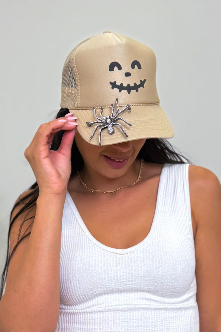Jack O Lantern Trucker Hat - Khaki