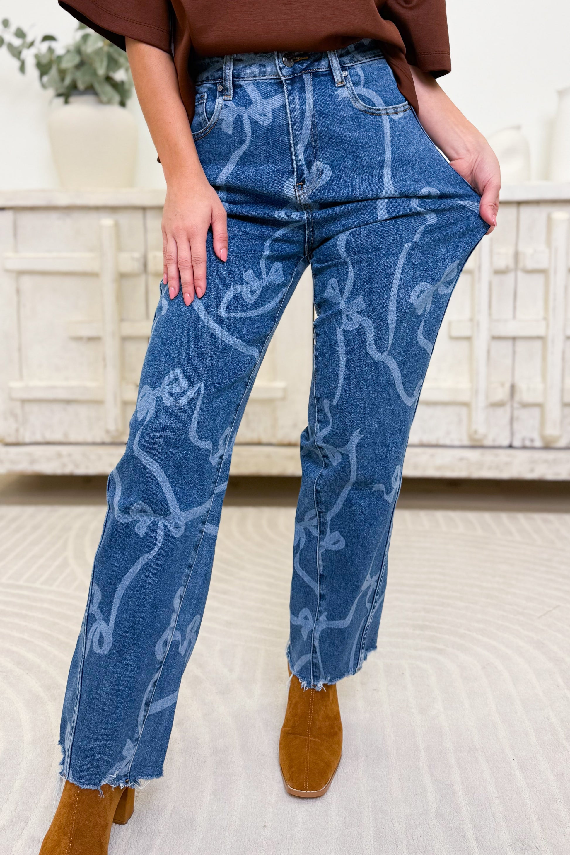 Bows Before Bros Baggy Straight Leg Jeans - Bows