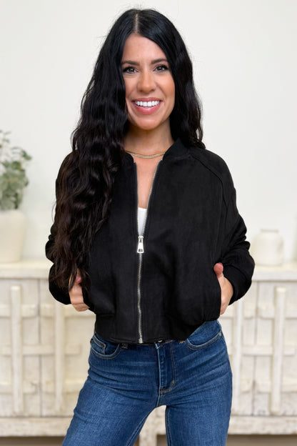 Come Here Together Suede Bomber Jacket