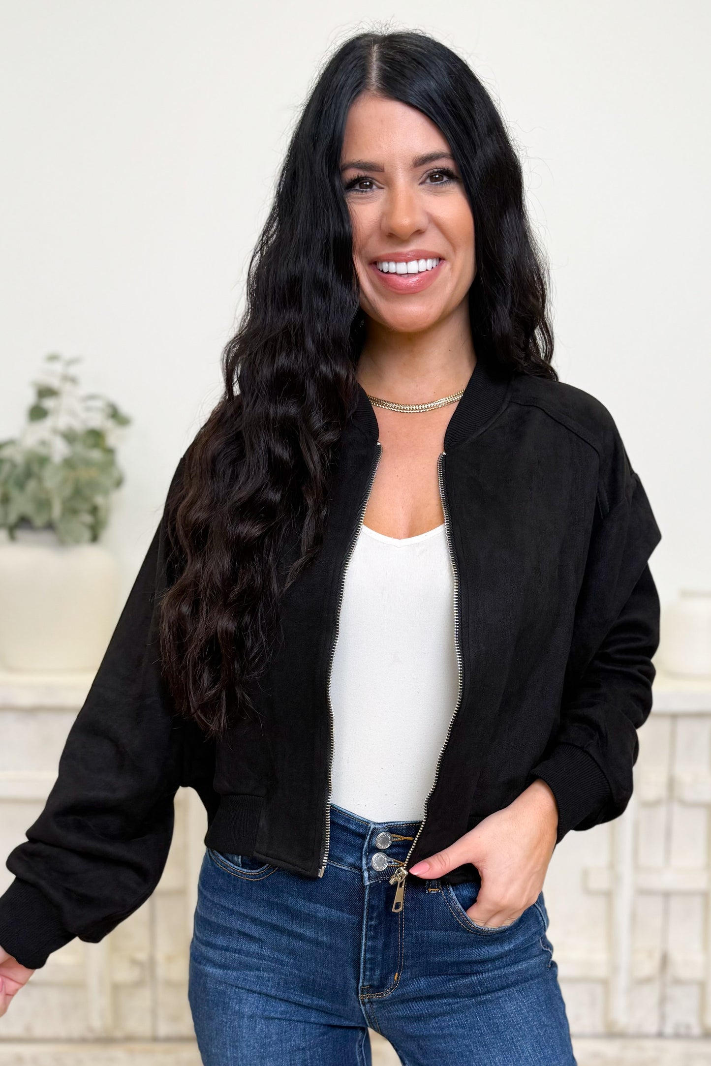 Come Here Together Suede Bomber Jacket