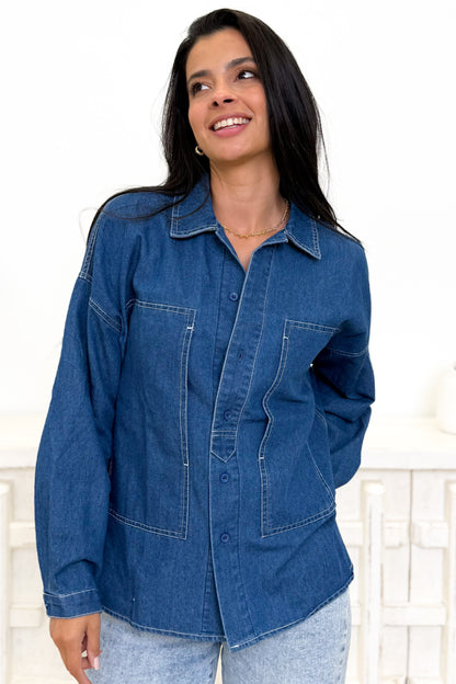 Denim Daydream Button Down Top