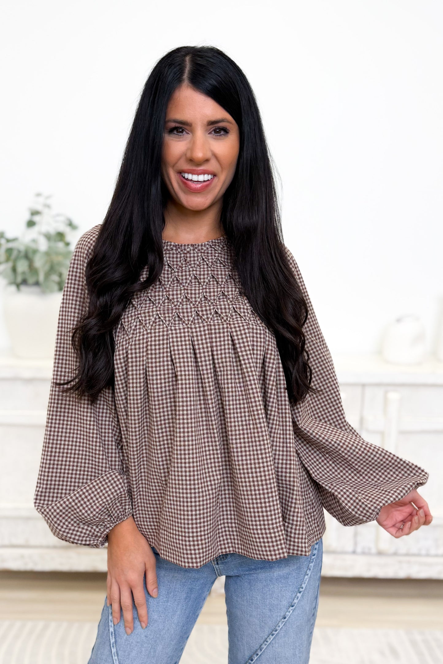 Sweet Gingham Smocked Top
