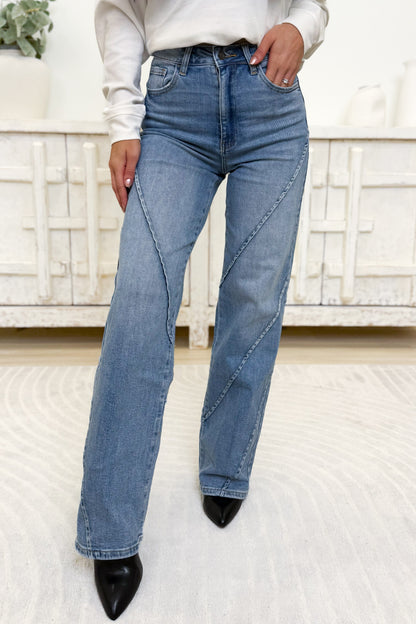 Crossroads By Anniewear High Rise Wide Leg Jeans - Medium Wash