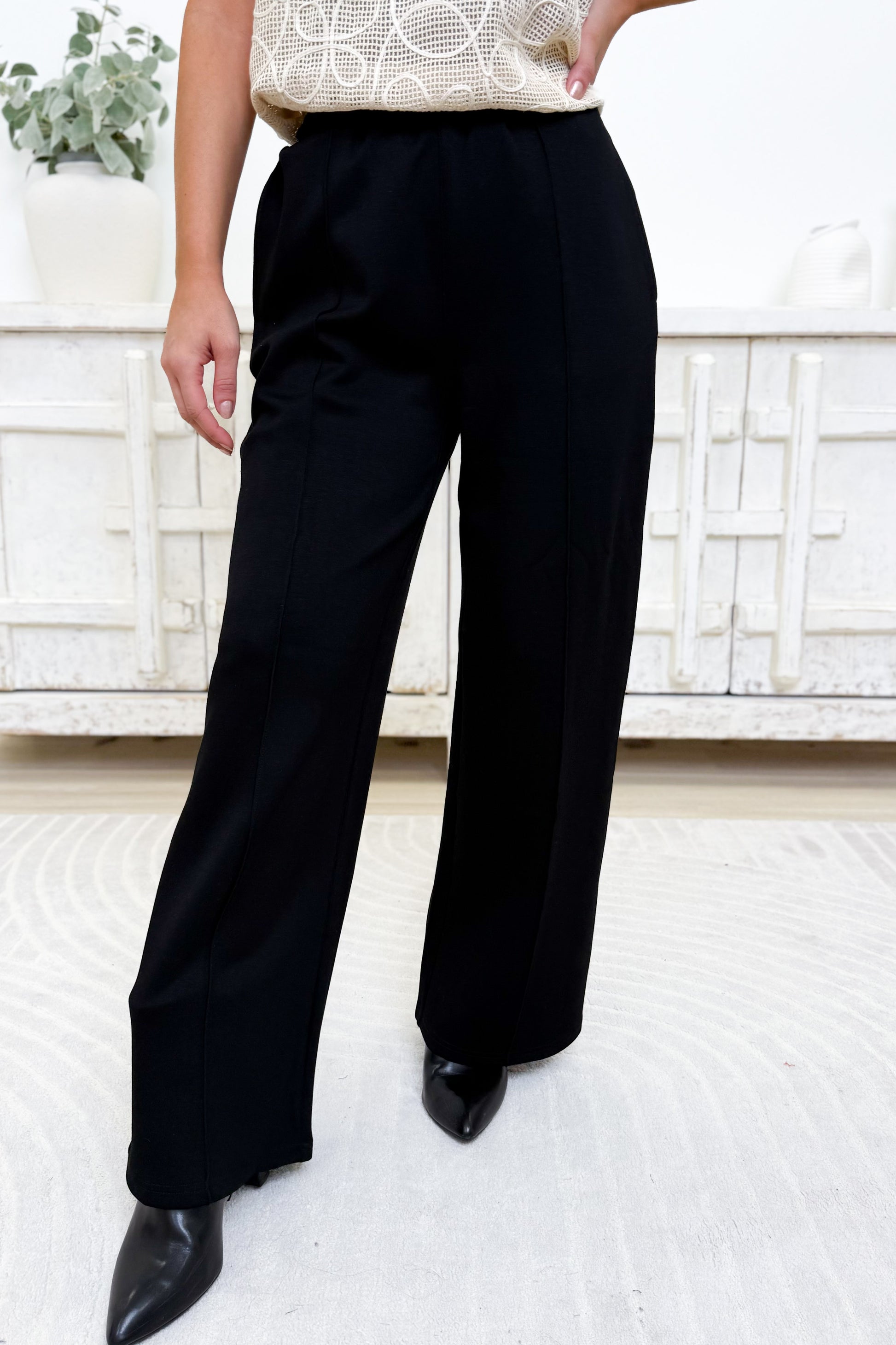 Sporty Chic Scuba Sleek Pants - Black