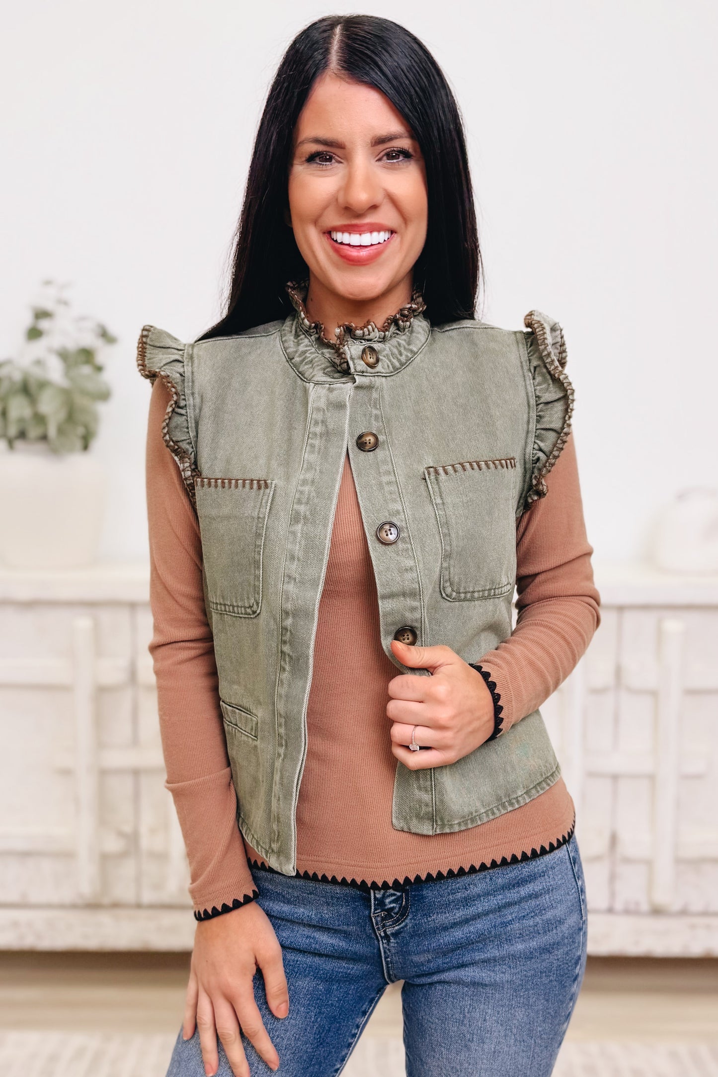 Flirty In Fringe Ruffle Vest