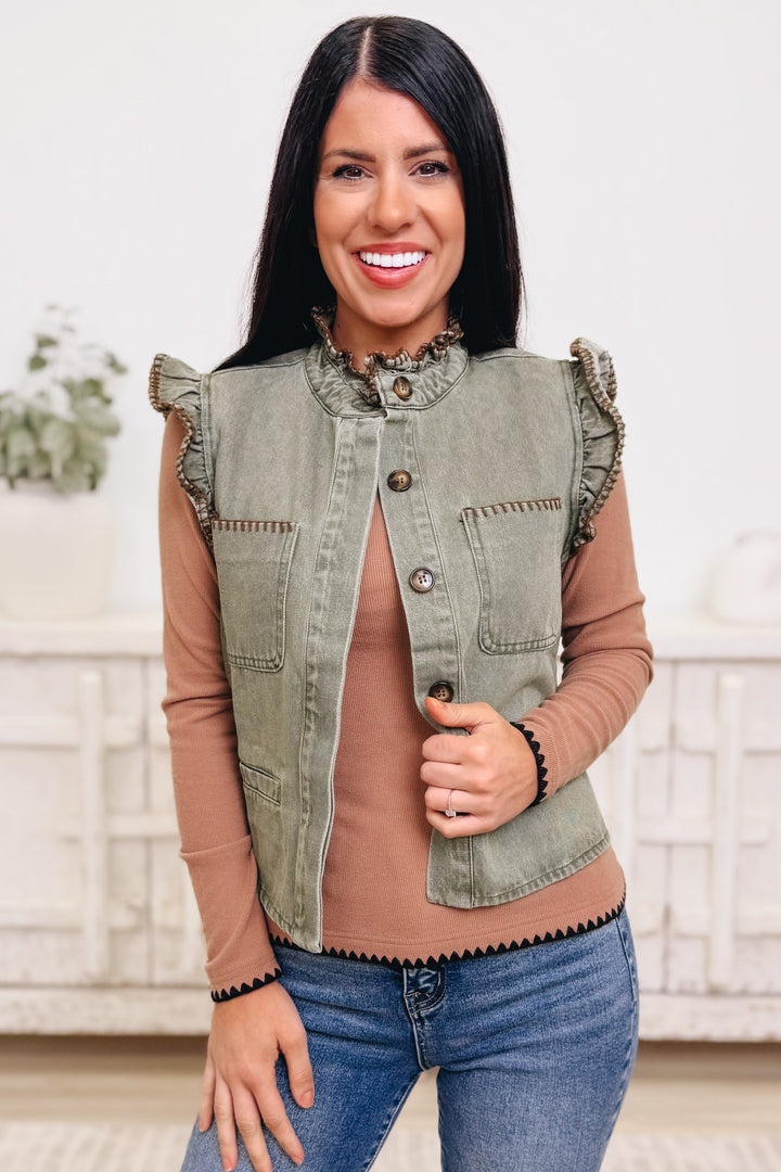 Flirty In Fringe Ruffle Vest