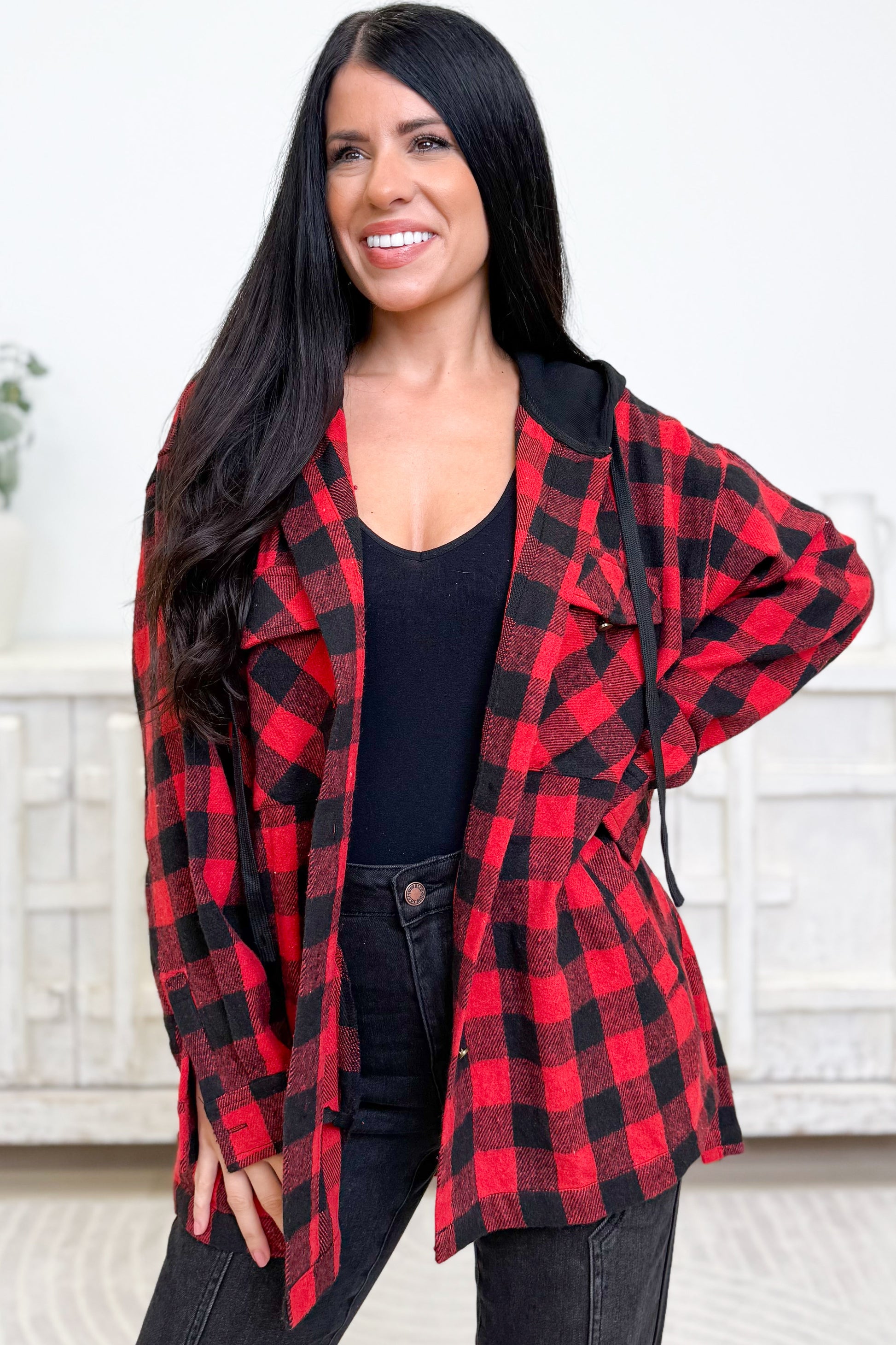City Walk Plaid Hooded Shacket