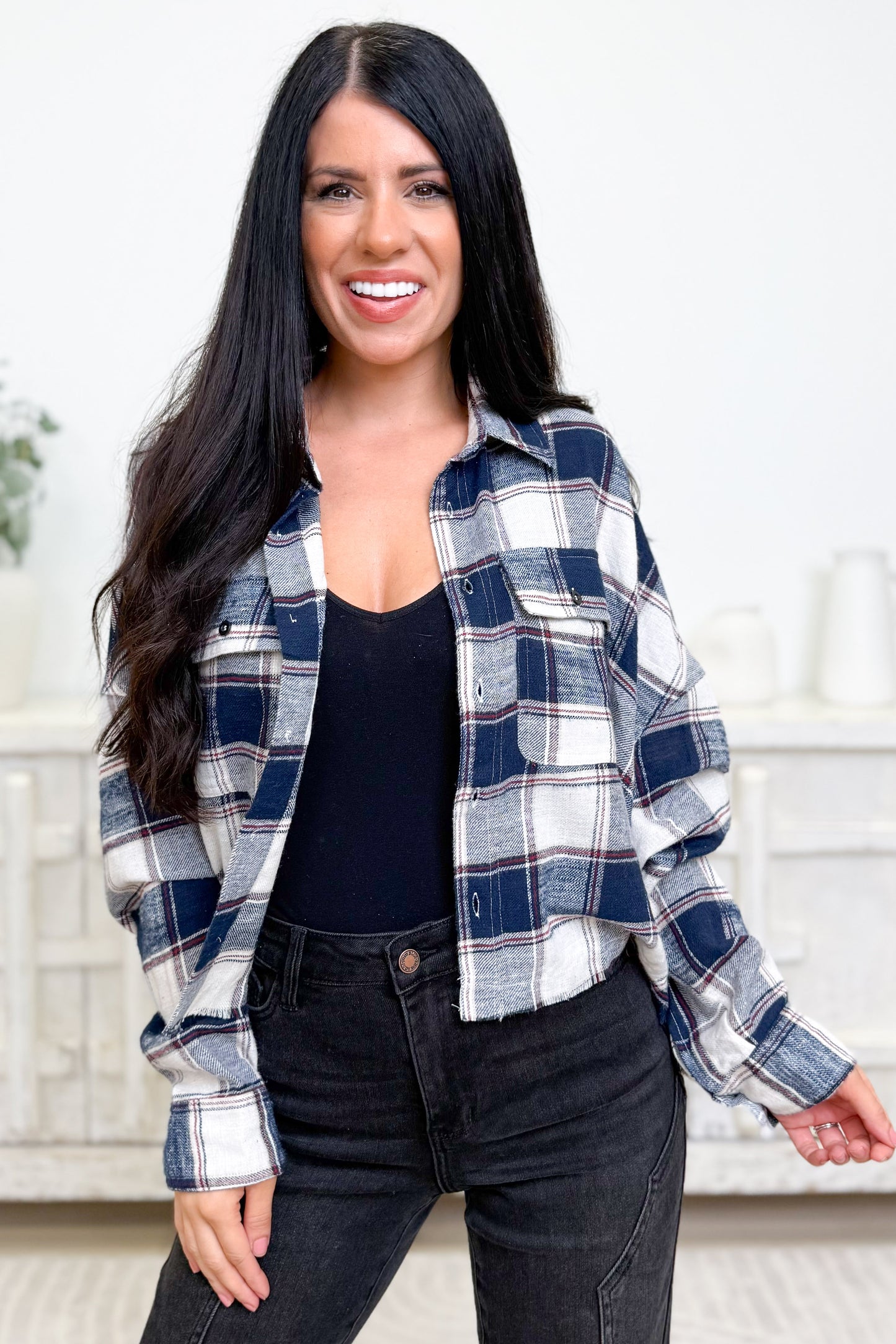 Make The World Go Plaid Button Down Top