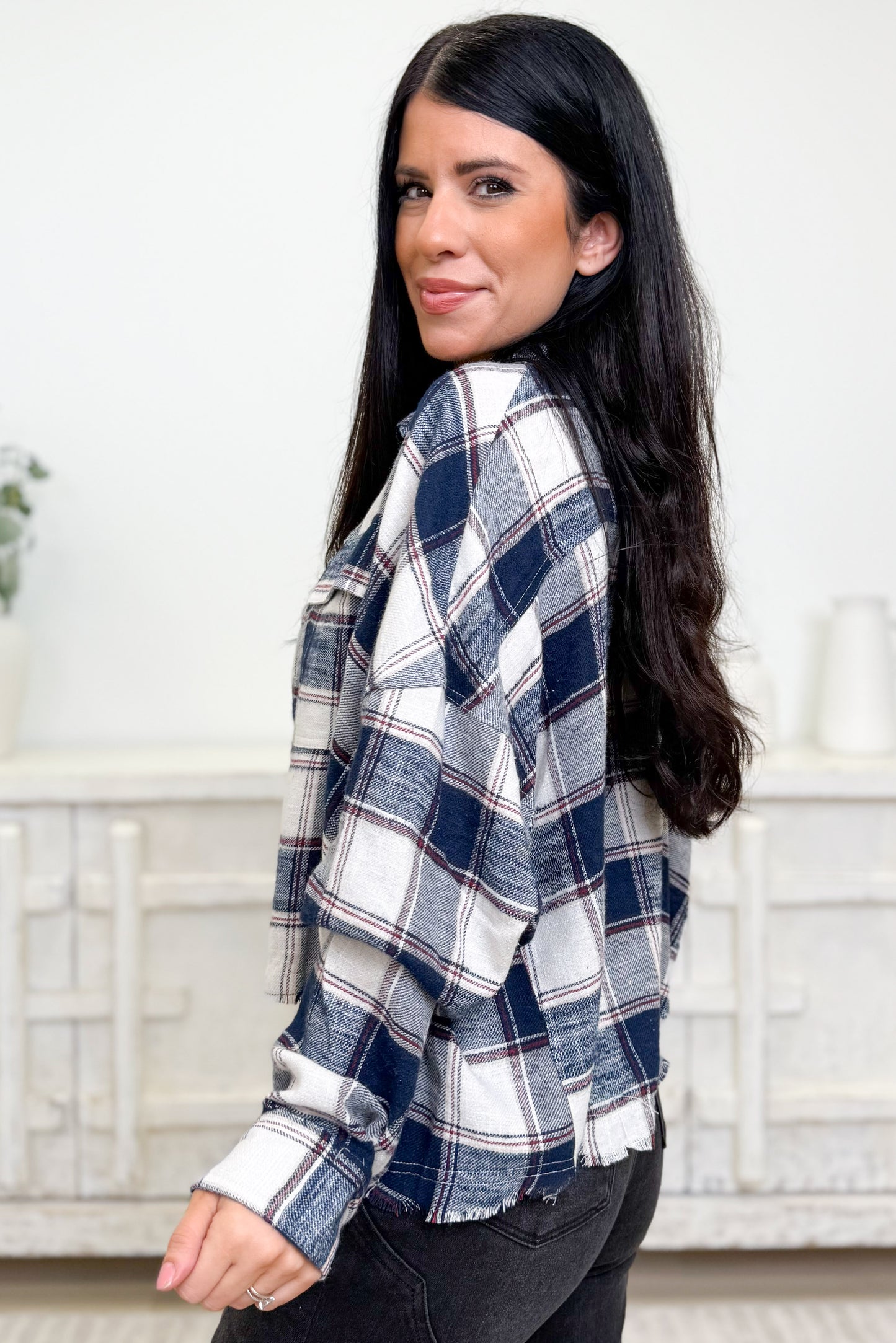 Make The World Go Plaid Button Down Top