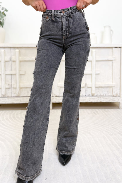 Smoke Show By Judy Blue - High Rise Western Coin Jeans - Grey