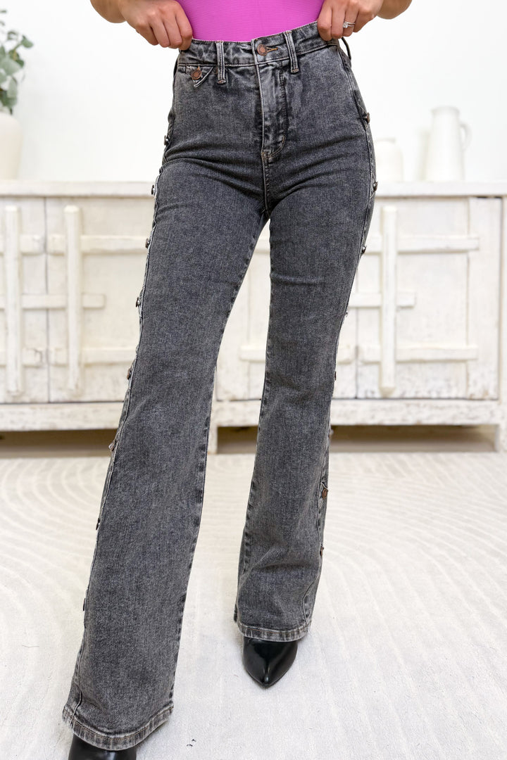 Smoke Show By Judy Blue - High Rise Western Coin Jeans - Grey
