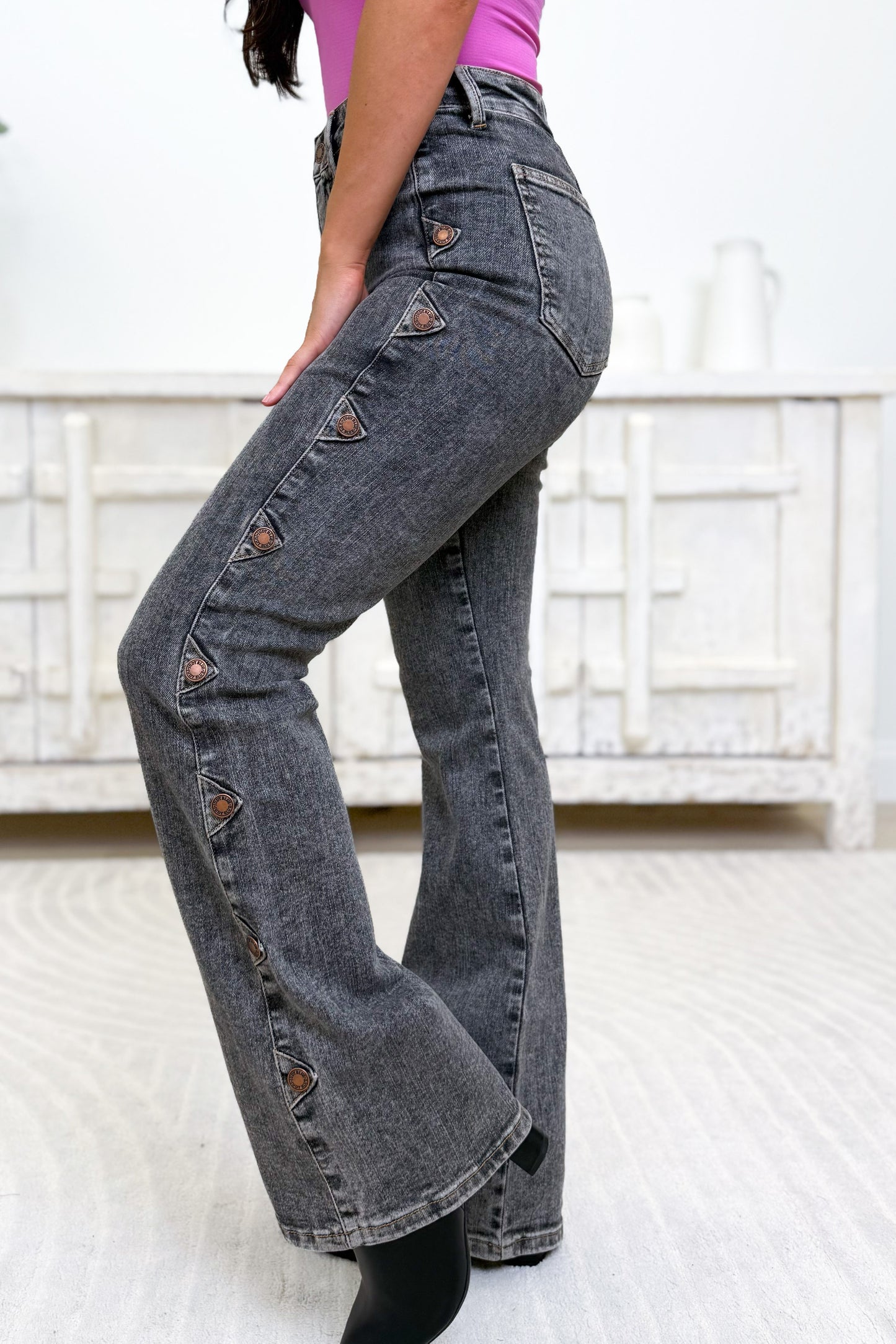 Smoke Show By Judy Blue - High Rise Western Coin Jeans - Grey