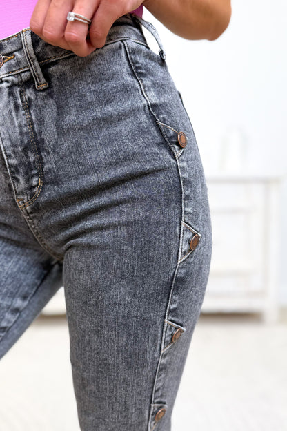 Smoke Show By Judy Blue - High Rise Western Coin Jeans - Grey