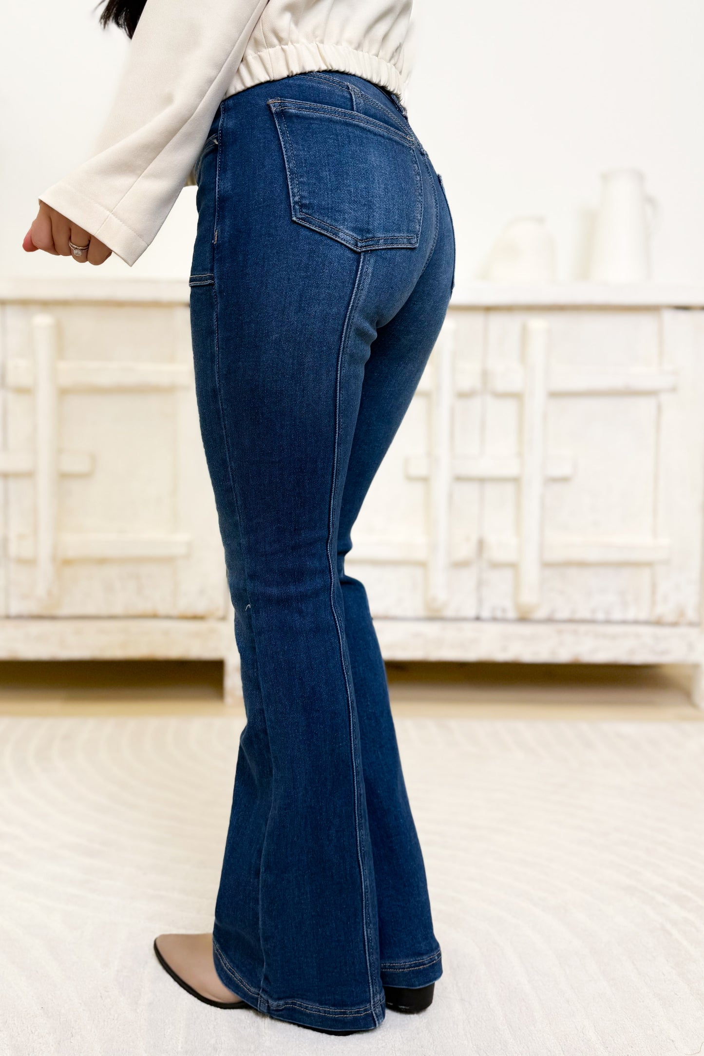 Rule Breaker By Saige Denim - High Rise Bootcut Jeans - Dark