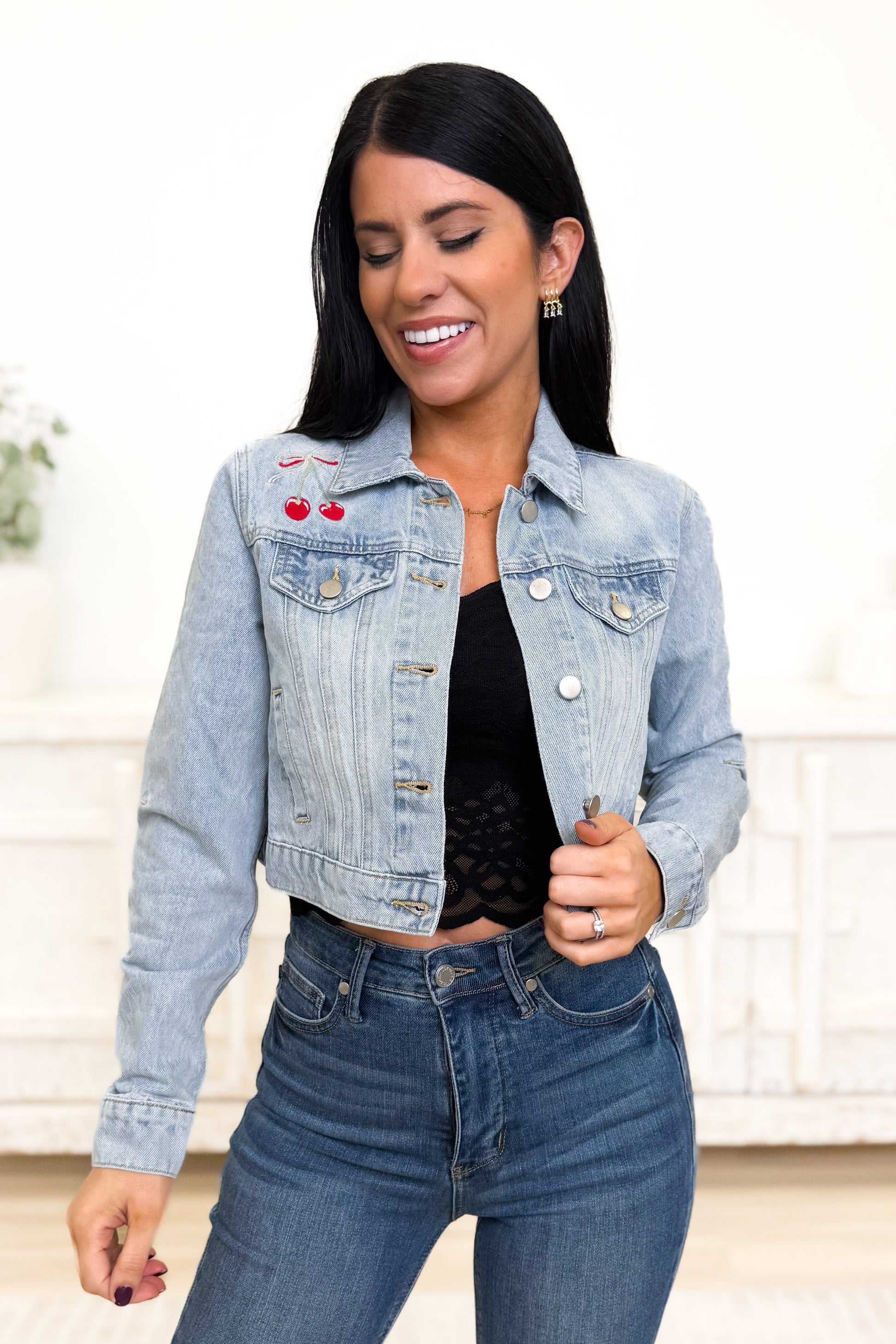 Cherry Kisses Denim Jacket