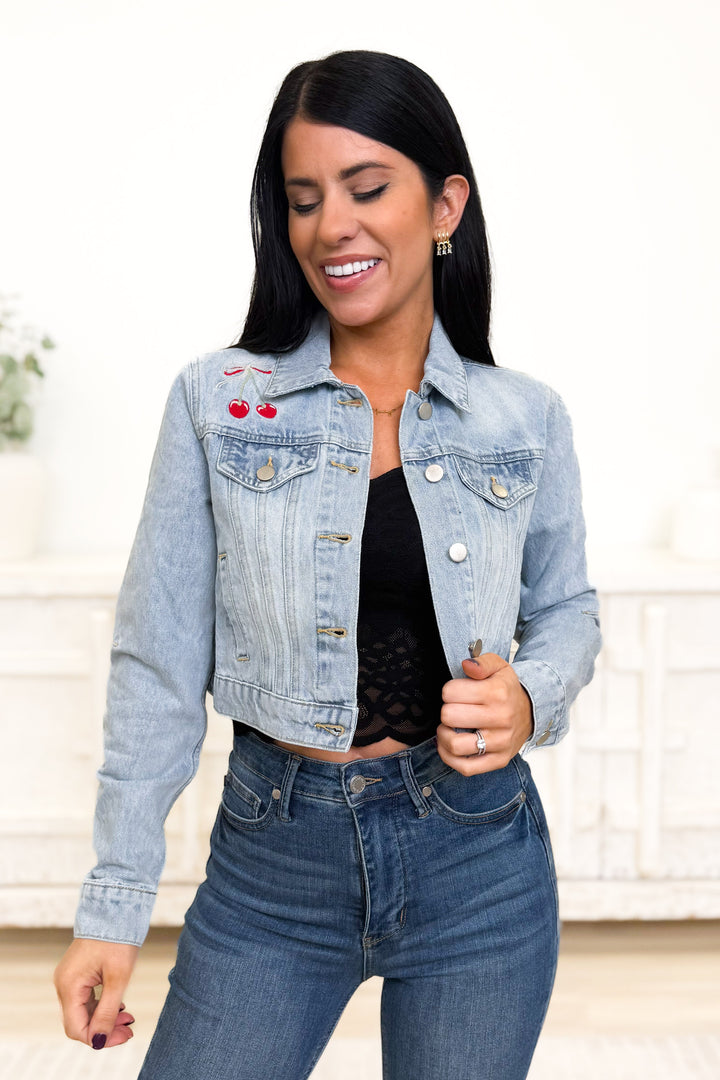 Cherry Kisses Denim Jacket
