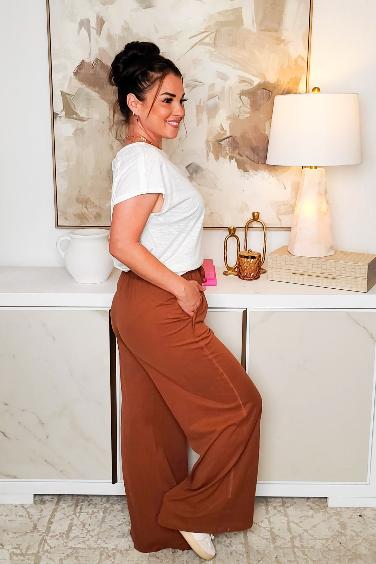 Back In The Action Pants - Chestnut