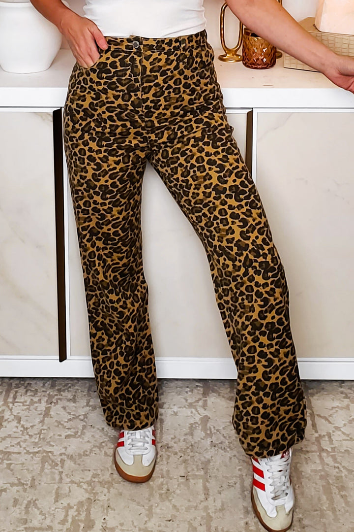 It's The Climb Leopard Pants - Mocha