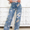 Golden Hour By Blue B  - Floral Wide Leg Jeans - Denim Multi