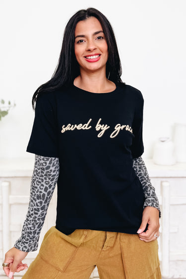 Saved By Grace Graphic Tee - 3 Colors!