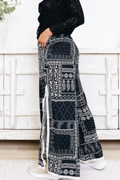 Slit & Slide Pants - Black Multi