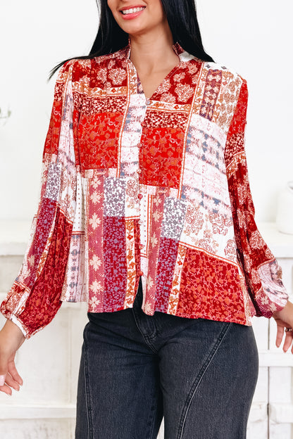 One Block At A Time Button Down Top