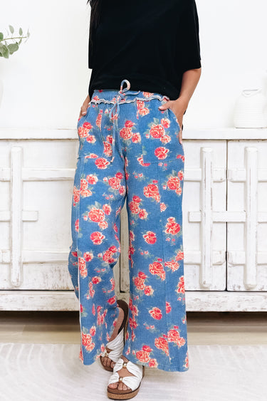 Floral & Decor Pants - Denim