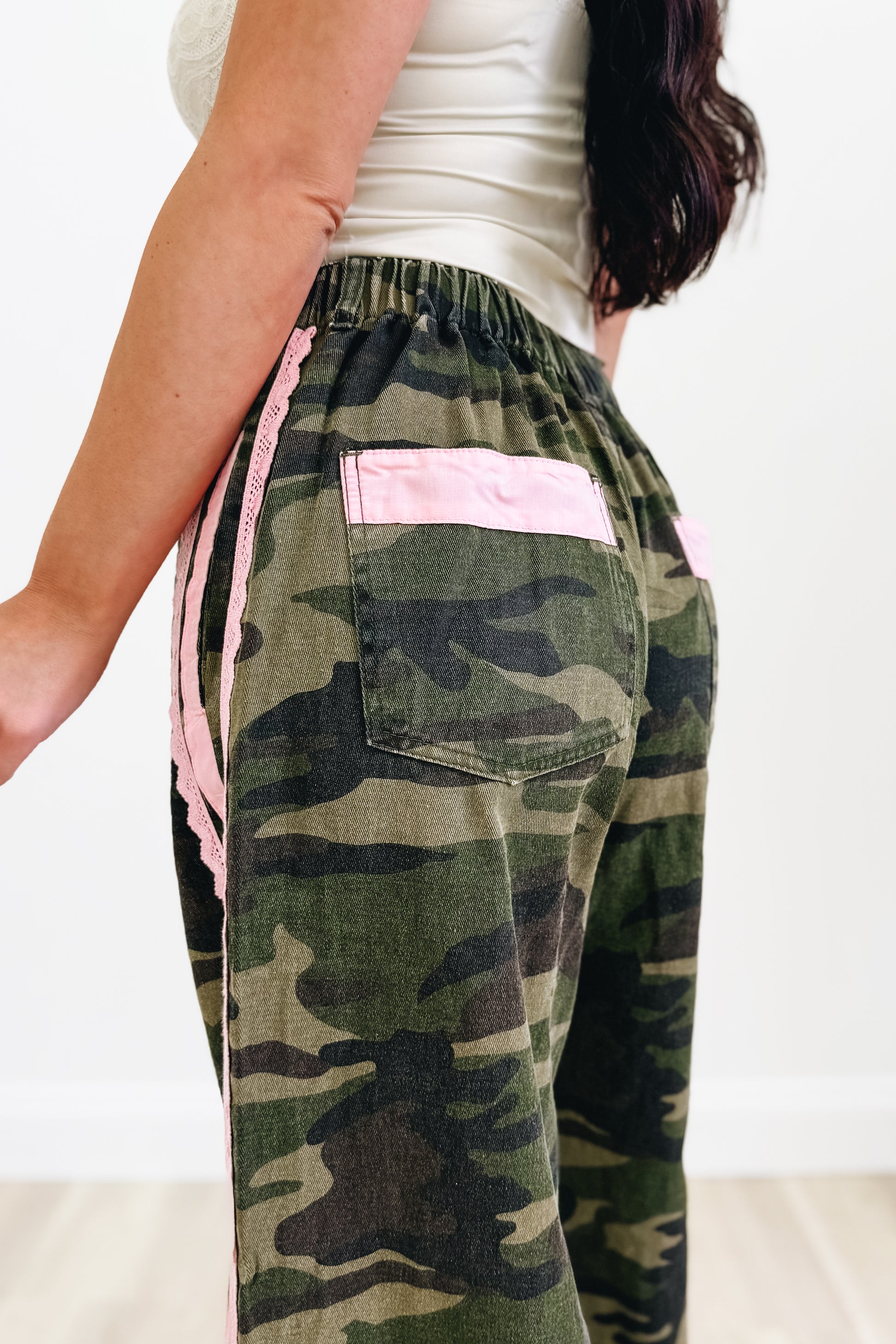 Sweet But Savage Striped Camo Pants - Washed Camo
