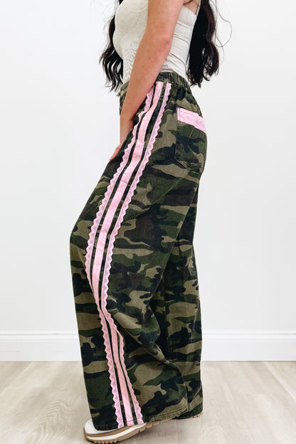 Sweet But Savage Striped Camo Pants - Washed Camo