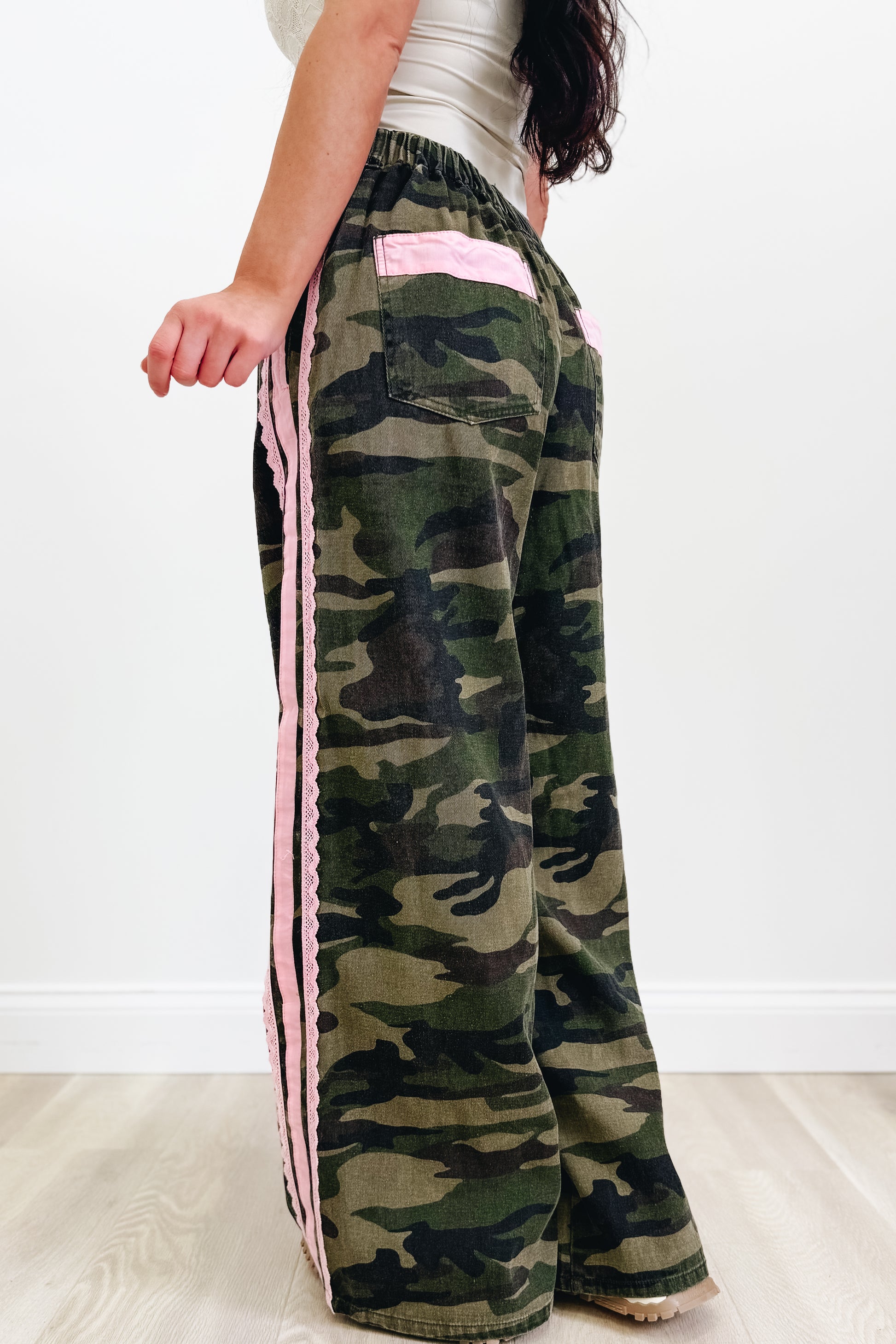 Sweet But Savage Striped Camo Pants - Washed Camo