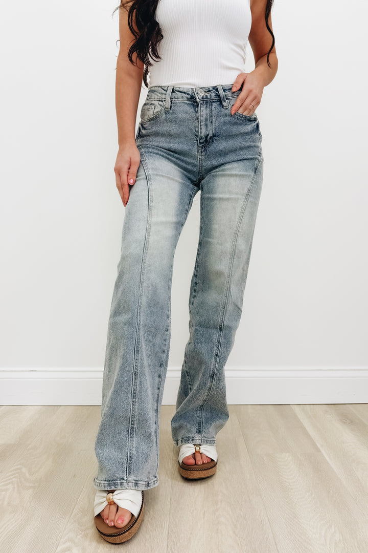 Bella By YMI - Relaxed Rise Wide Leg Jeans - Light Denim