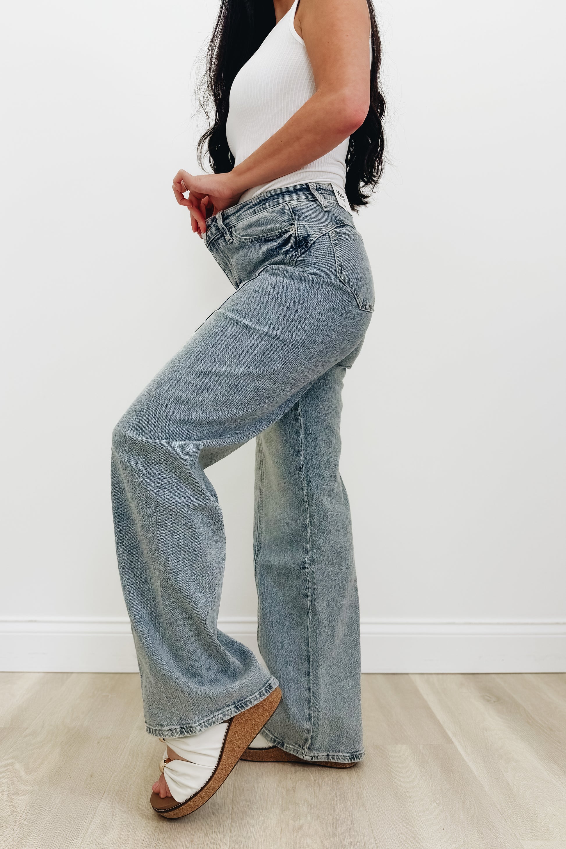Bella By YMI - Relaxed Rise Wide Leg Jeans - Light Denim