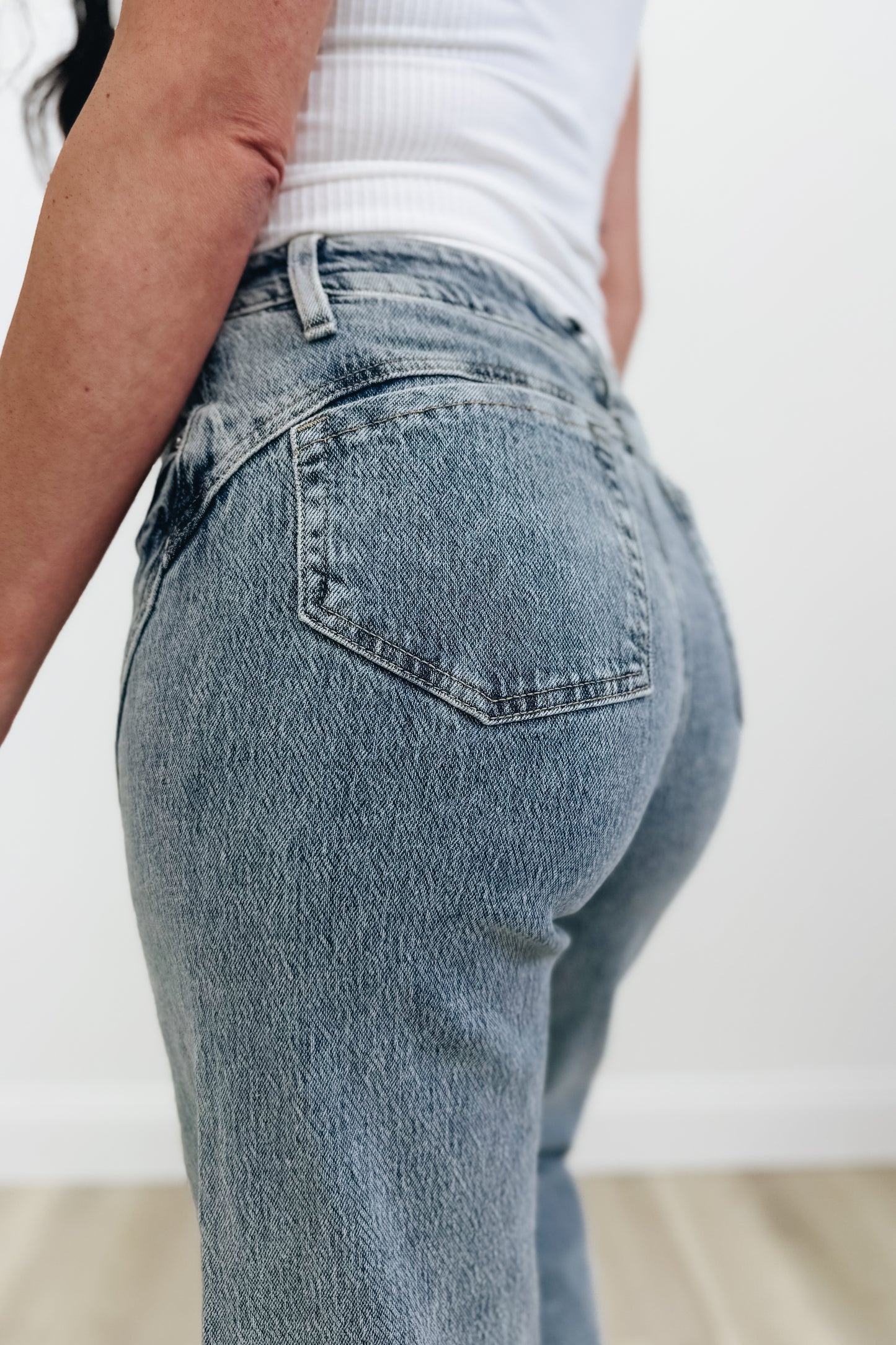 Bella By YMI - Relaxed Rise Wide Leg Jeans - Light Denim