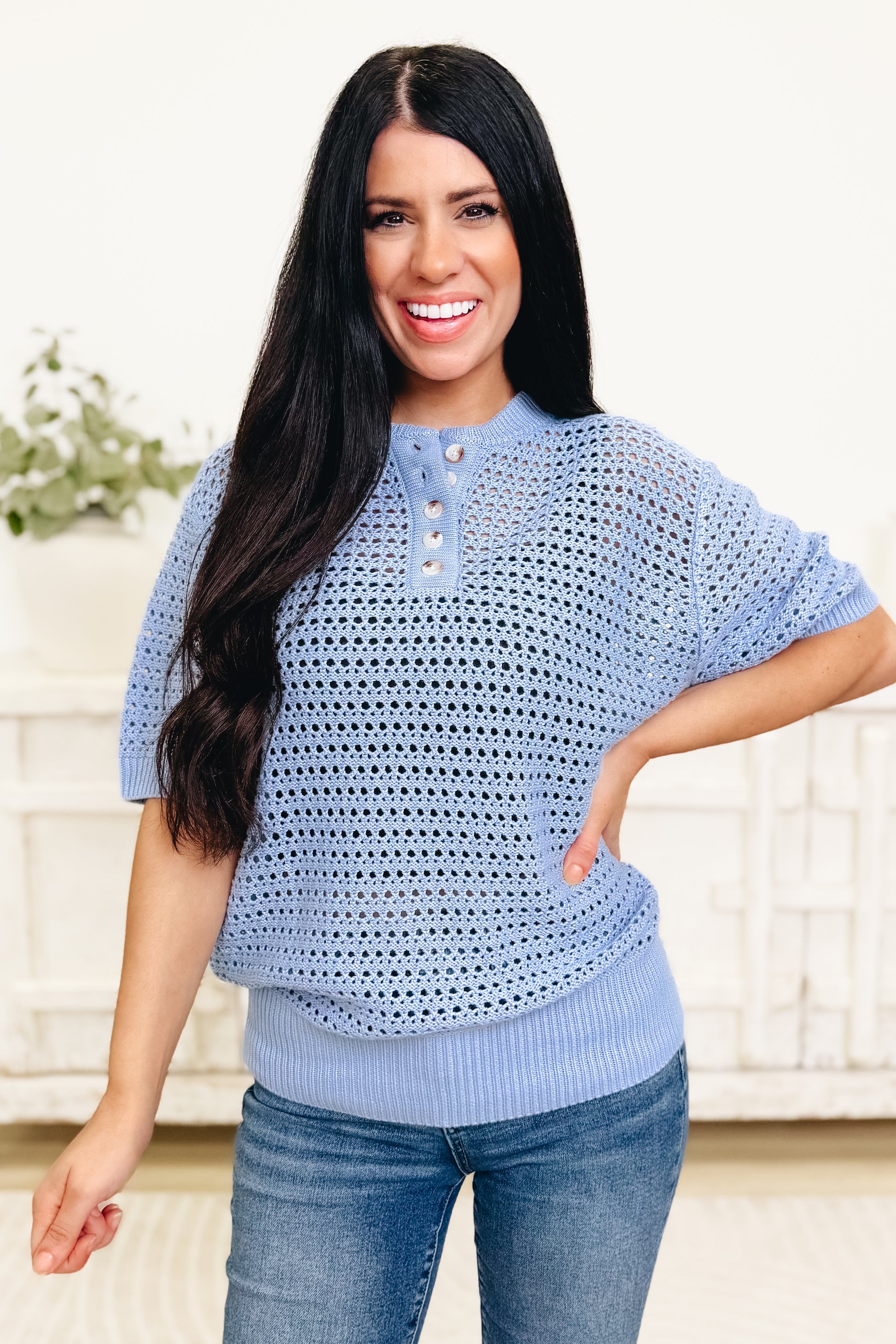 Check Your Energy Open Knit Top